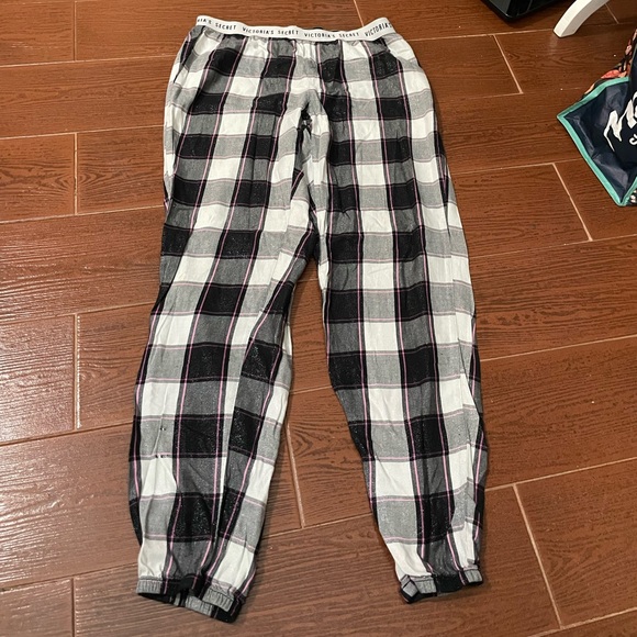 Victorias Secret black white pink plaid Loungewear pajama pants joggers SMALL - Picture 4 of 14